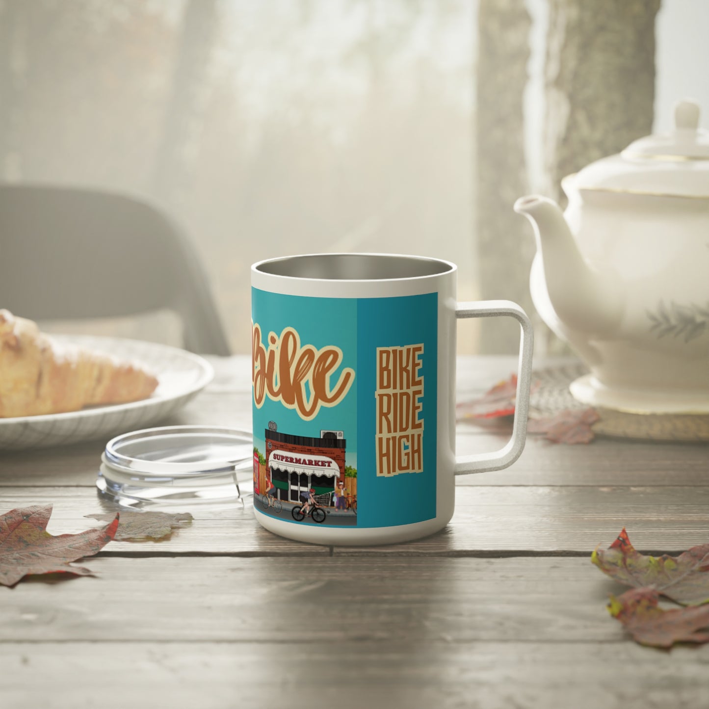 Go By Bike. Insulated Coffee Mug, 10oz