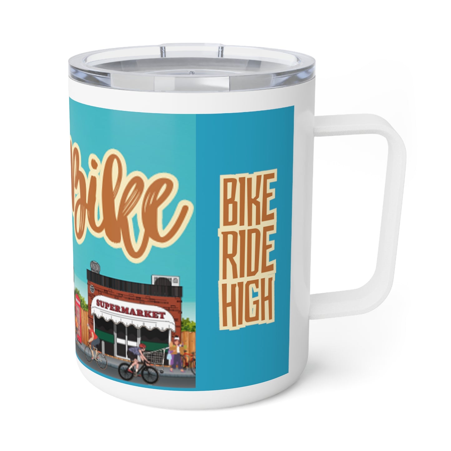 Go By Bike. Insulated Coffee Mug, 10oz