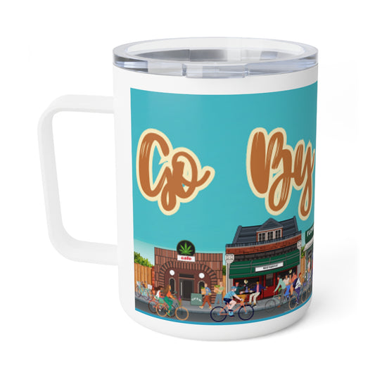 Go By Bike. Insulated Coffee Mug, 10oz